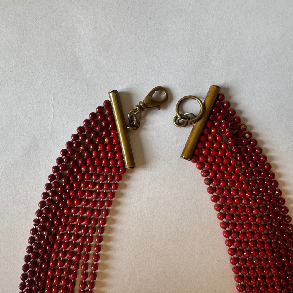 Red/Maroon Multi-Strand Necklace VIntage - Picture 6 of 6